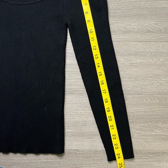 Maeve Anthropologie Black Ribbed Knit Square Neck Top Size Small - Picture 5 of 5